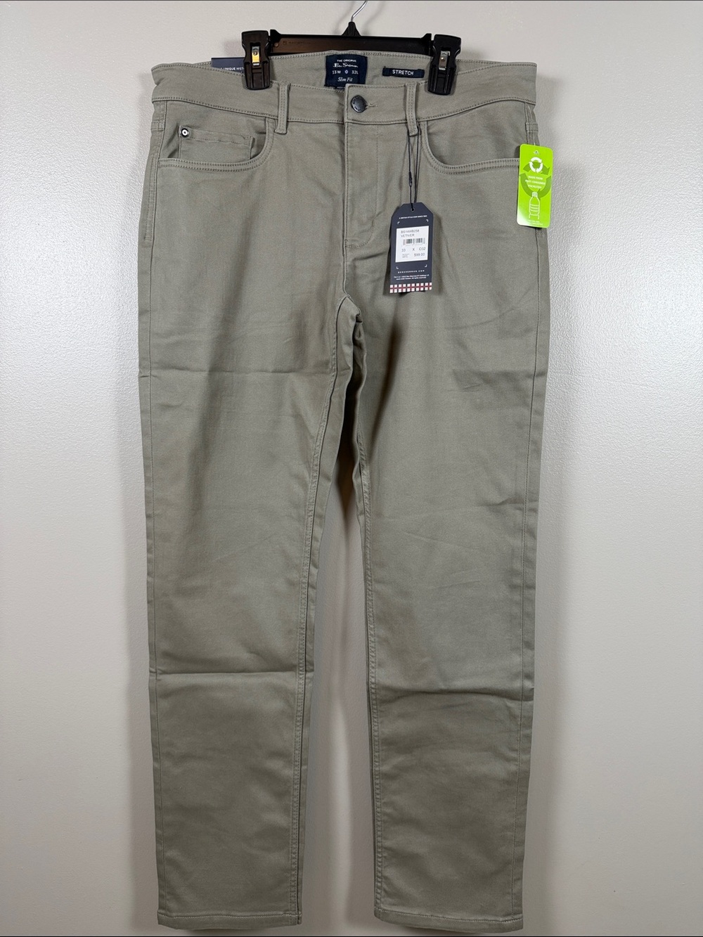 Ben Sherman Vetiver 33x32 Slim Fit — Olive Green Pants
